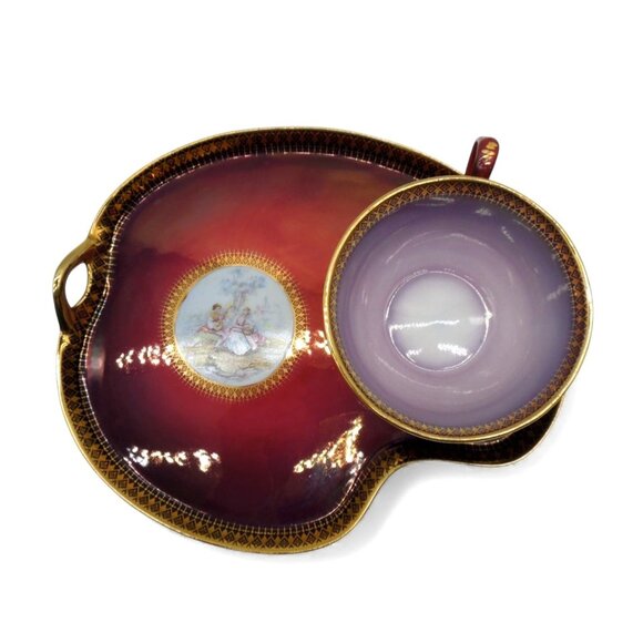 SOVEREIGN Cup And Kidney Shaped Tray Ceramic England Vintage - Picture 4 of 12